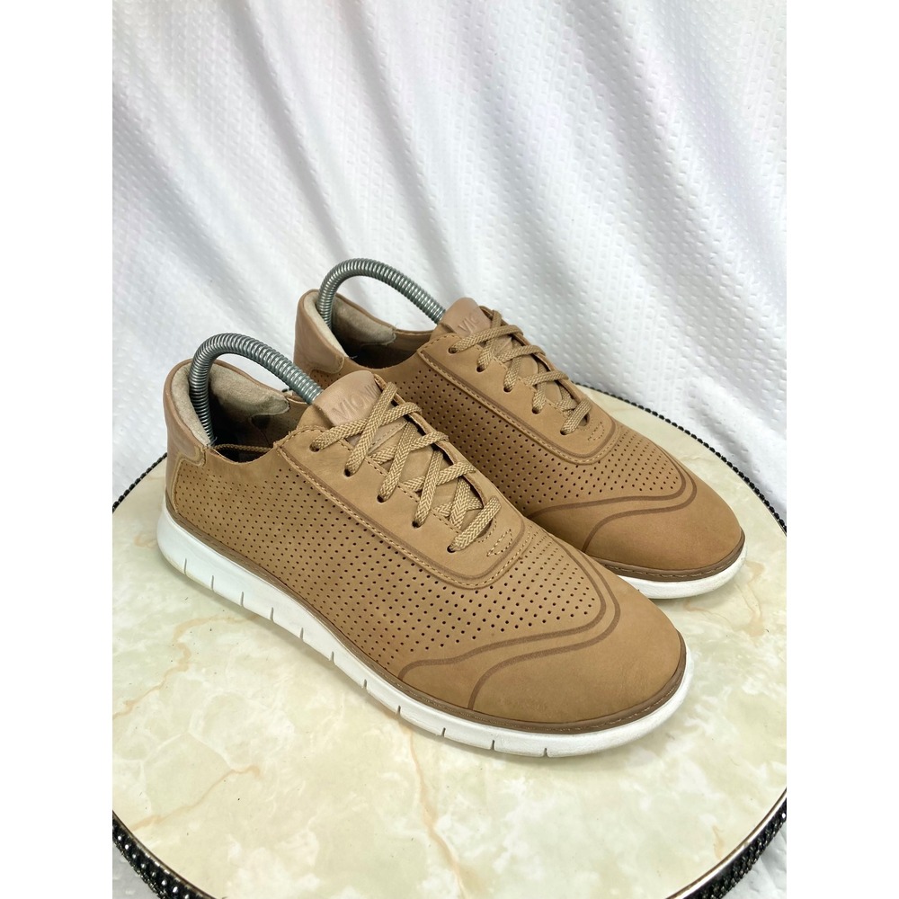 Vionic 355 Riley Orthopedic Walking Shoes Women 9 Tan Perforated Leather Sneaker